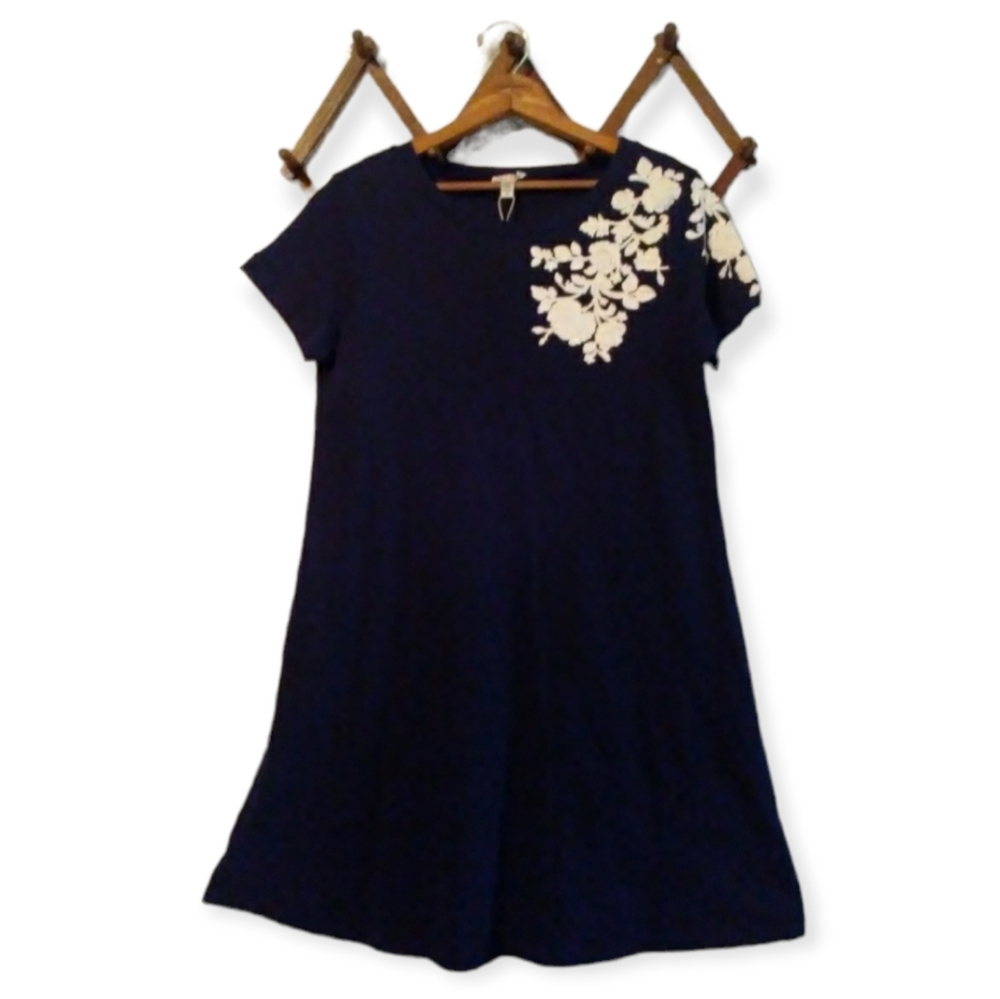 Spense In The Navy Floral Aplique T- Shirt Dress